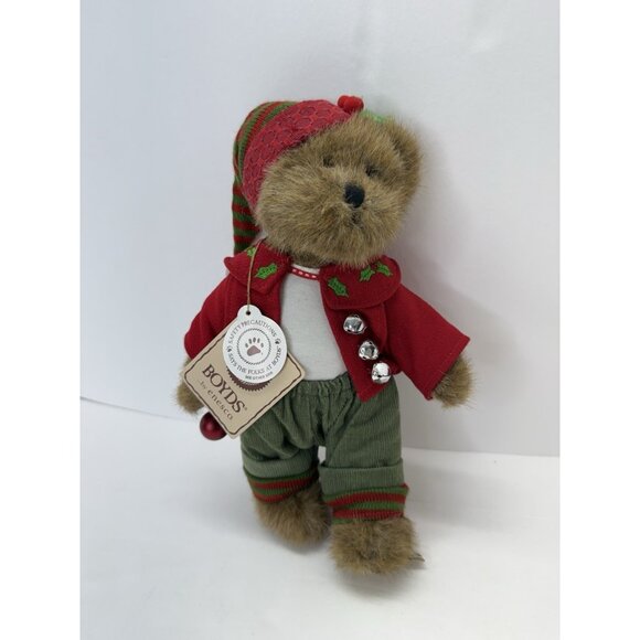 11" Boyds Bears Alfie Hollybell Jointed Plush Teddy Bear Christmas 2010 - Picture 1 of 10